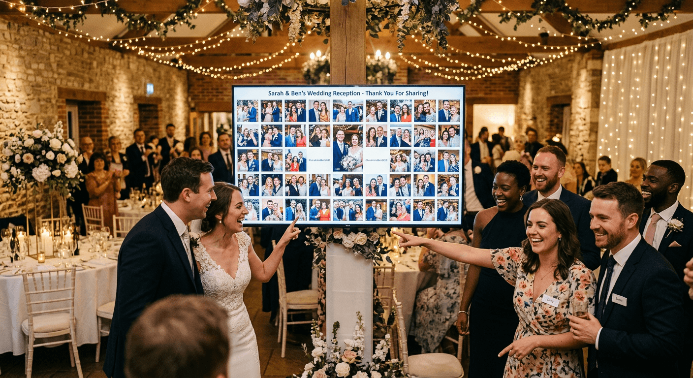 Guest recording a moment at a wedding reception